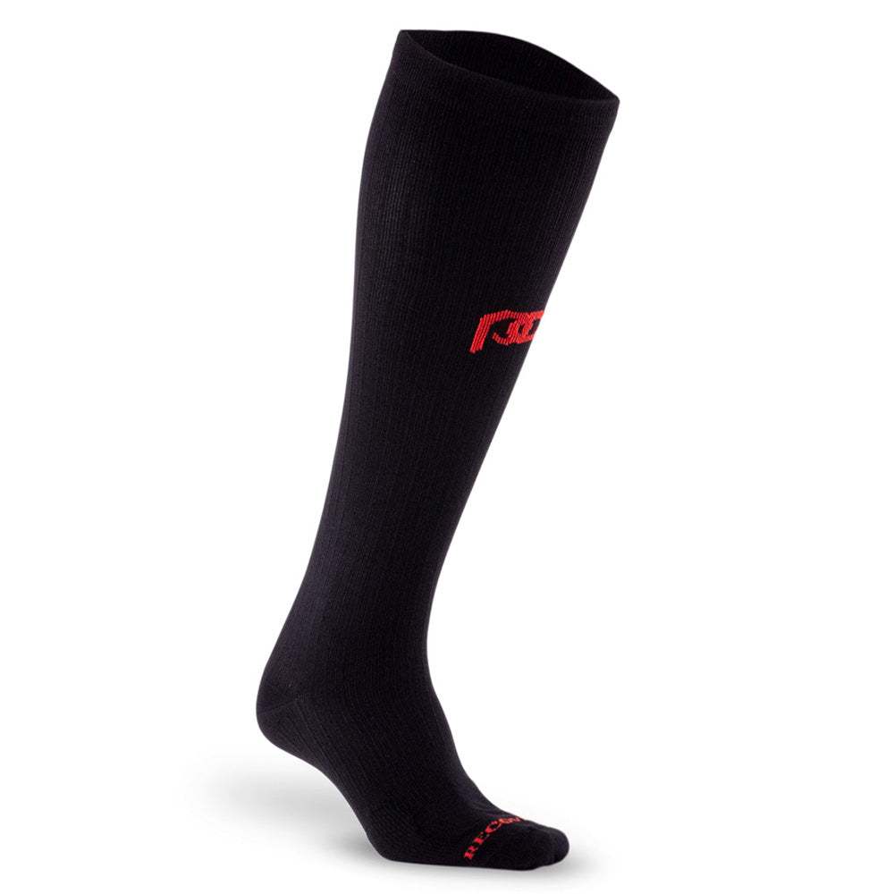 PRO Compression Marathon socks for running and recovery close up of black knee-high sock
