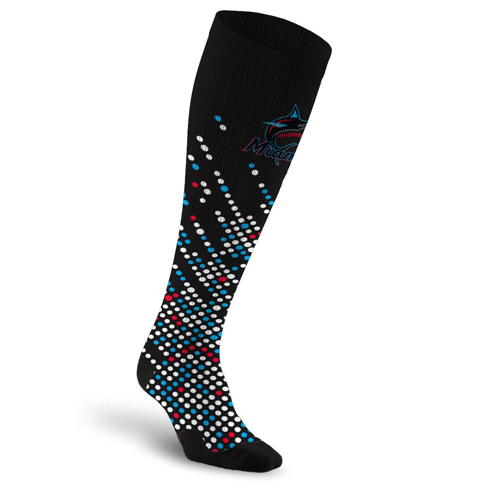 PRO Compression Major League Baseball Knee High Compression Sock Genuine MLB Merchandise Sock Miami Marlins